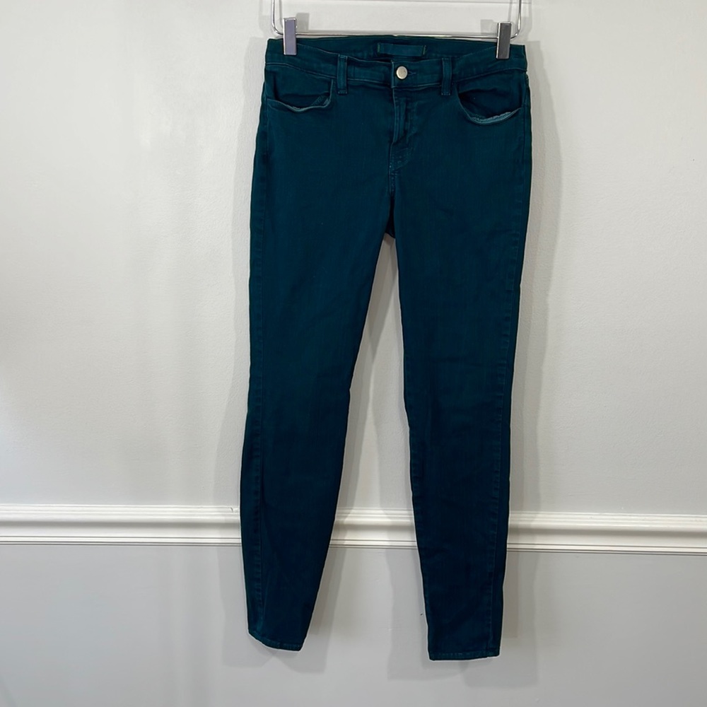 J Brand Super Skinny Teal Blue Midrise Ankle Length Jeans Sz 29